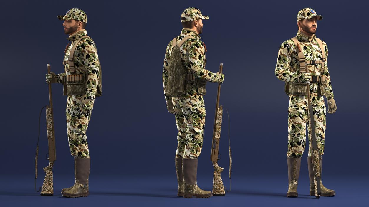 Standing Man On Duck Hunt in Forest Camo Fur 3D model