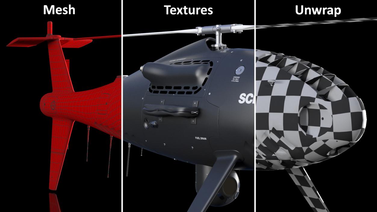 Schiebel Camcopter S100 UAV Rotorcraft Black 3D model