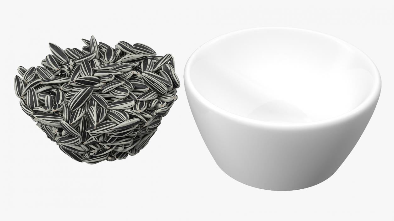3D Striped Sunflower Seeds in a Bowl model