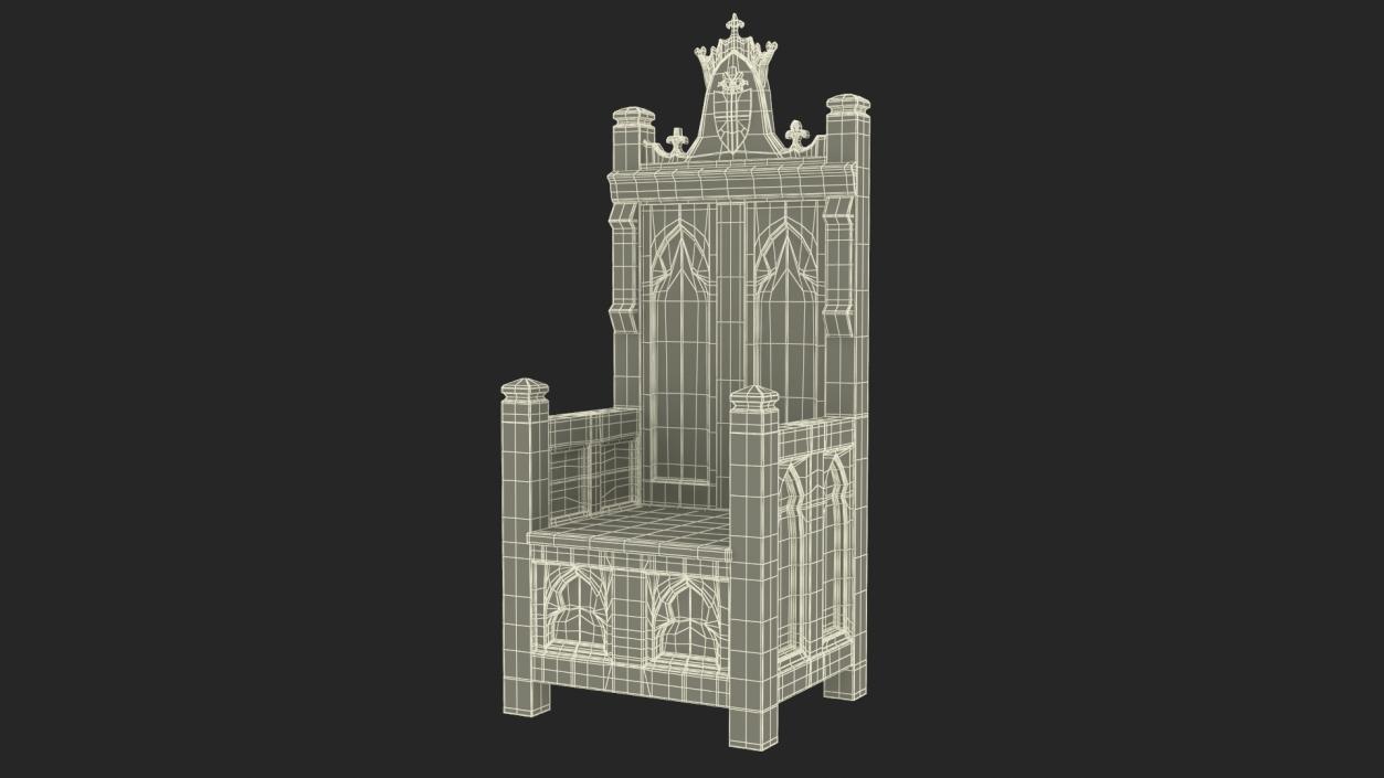 3D Antique Wooden Throne