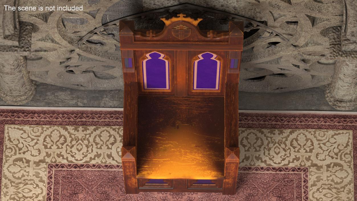 3D Antique Wooden Throne