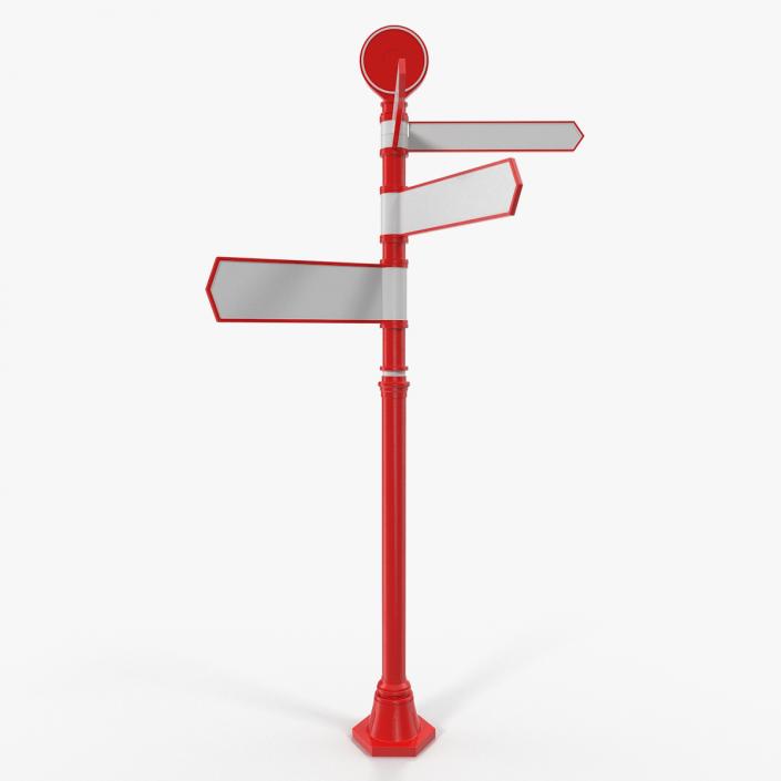 Blank Signpost With 4 Arrows Red 3D