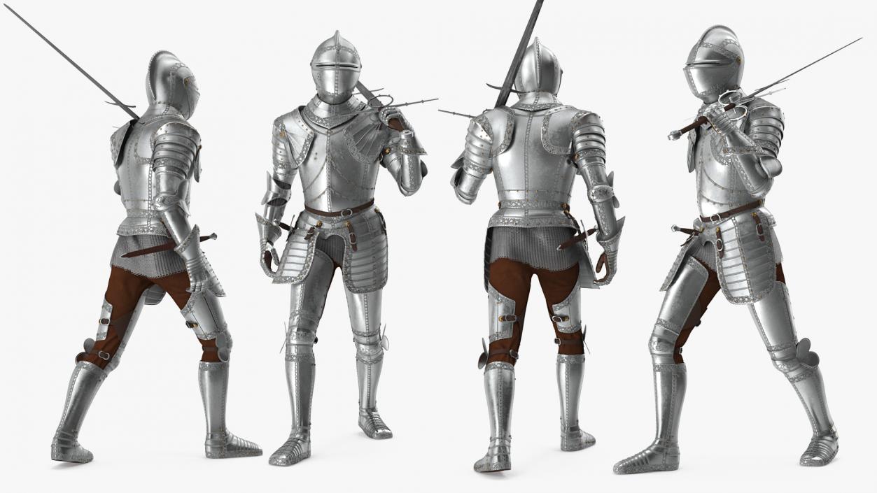 3D Polished Plate Armor with Zweihander Rigged model