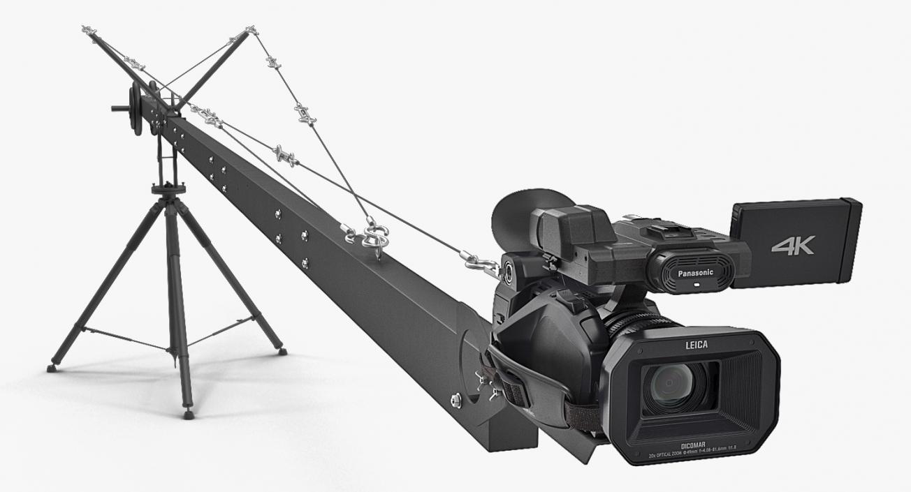 3D model Professional Camera Full HD Camcorder Panasonic HC X1000 on Crane