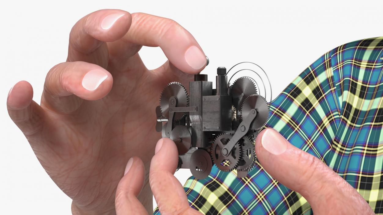 3D Man Repairing Mechanism with Optivisor Glass Binocular Rigged