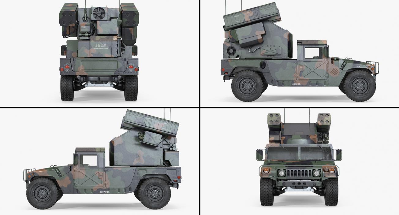 HMMWV M998 Equipped with Avenger Camo Rigged 3D model