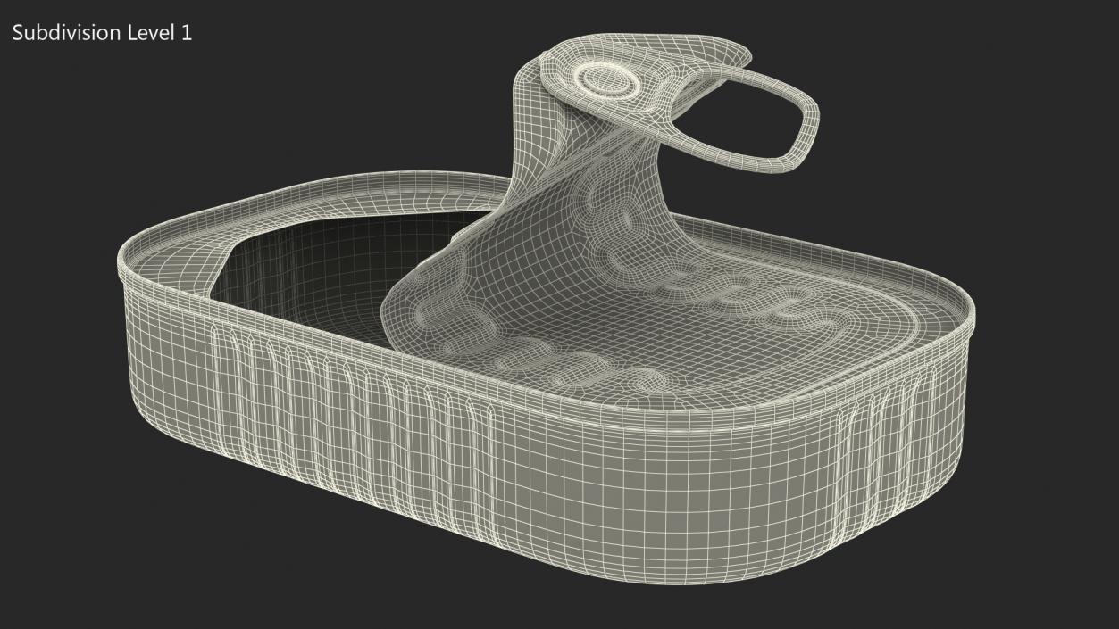 3D model Half Open Empty Rectangular Tin Can
