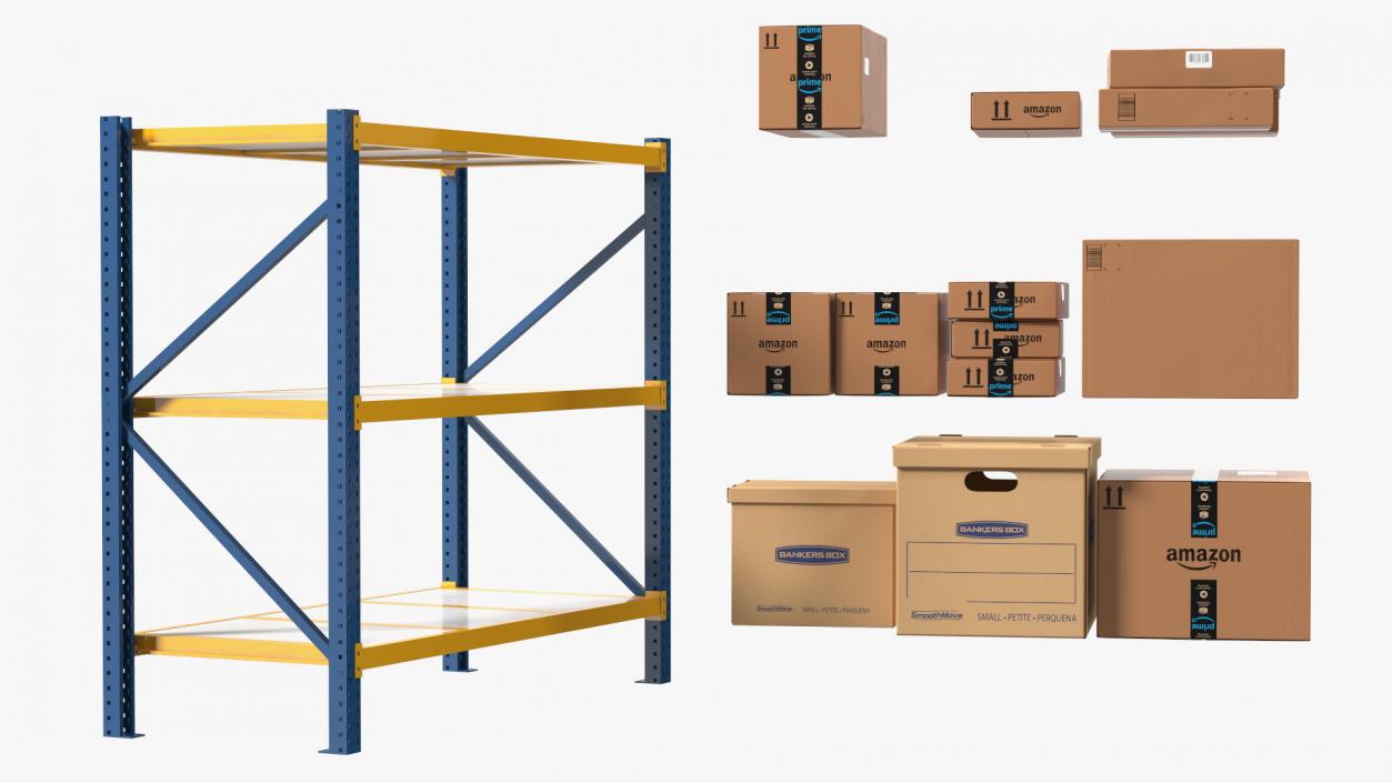 3D model Warehouse Rack with Boxes