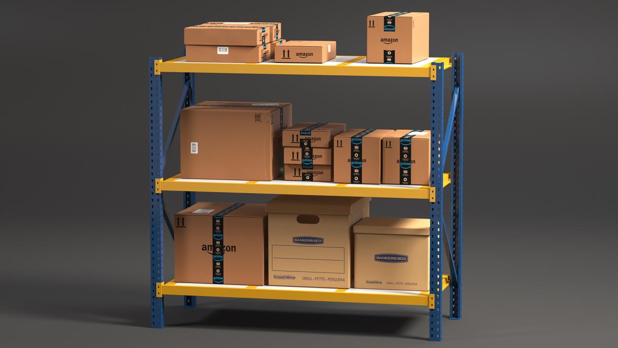 3D model Warehouse Rack with Boxes