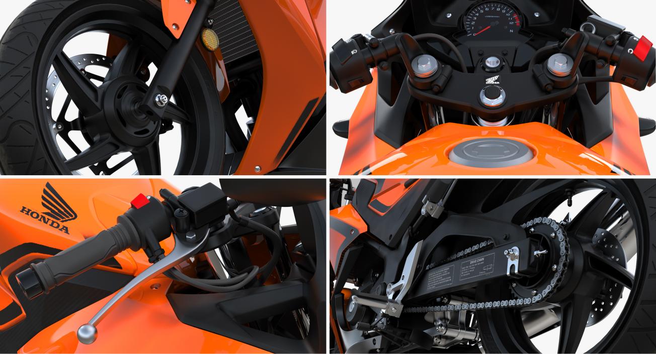 3D Honda CBR300R 2016 Lightweight Motorcycle Rigged model