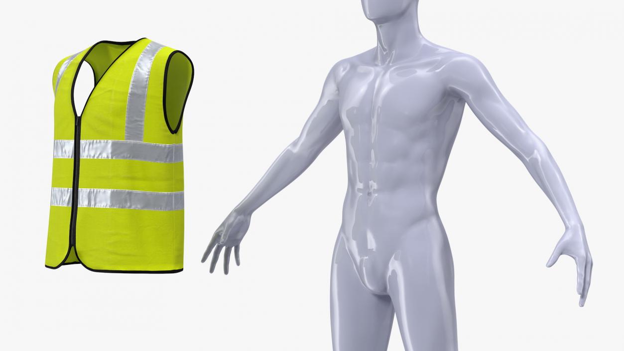 3D model Mannequin with Yellow Hi Vis Safety Vest