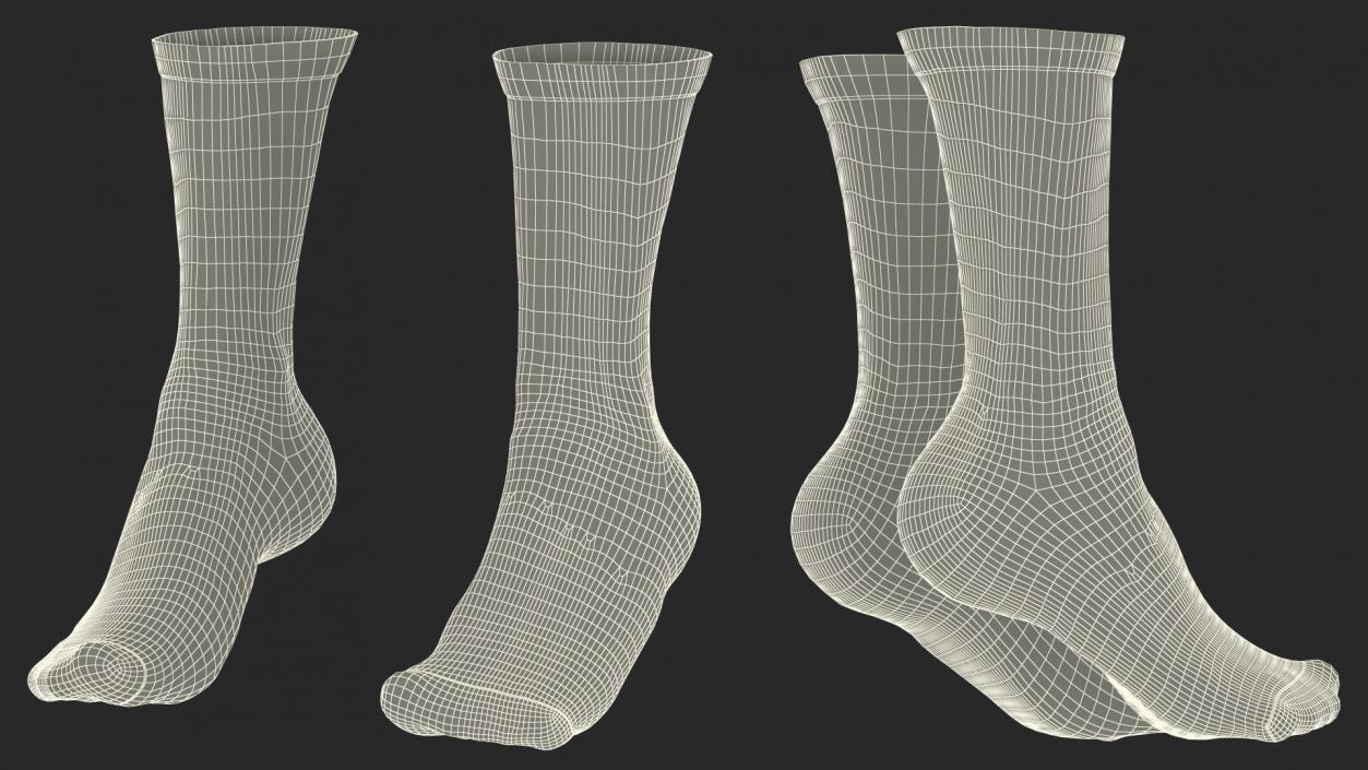 3D Long Socks Grey on The Foot Standing Toes