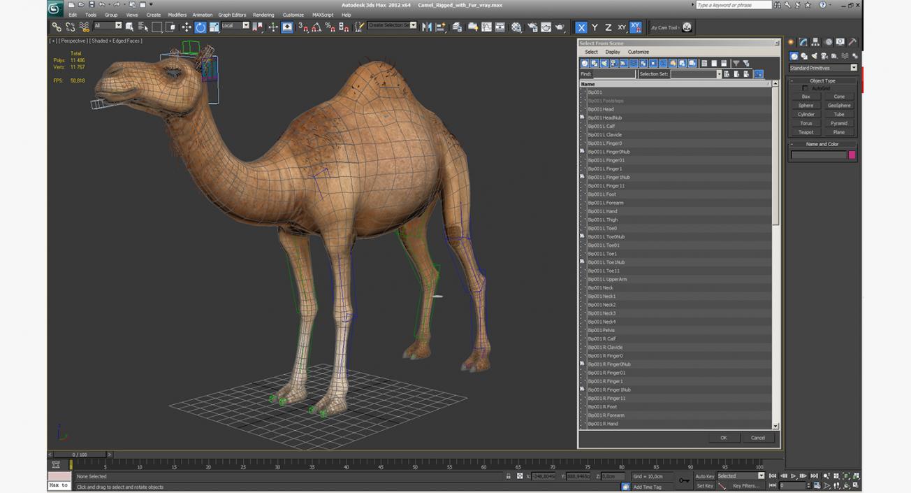 3D Camel Rigged with Fur