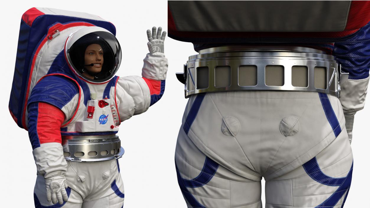 3D Female Astronaut Spacesuit NASA xEMU Greetings Pose