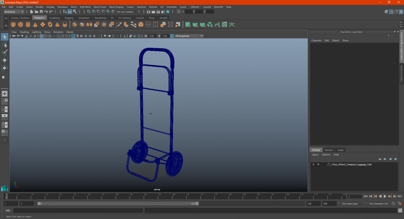 3D model Two Wheel Compact Luggage Cart
