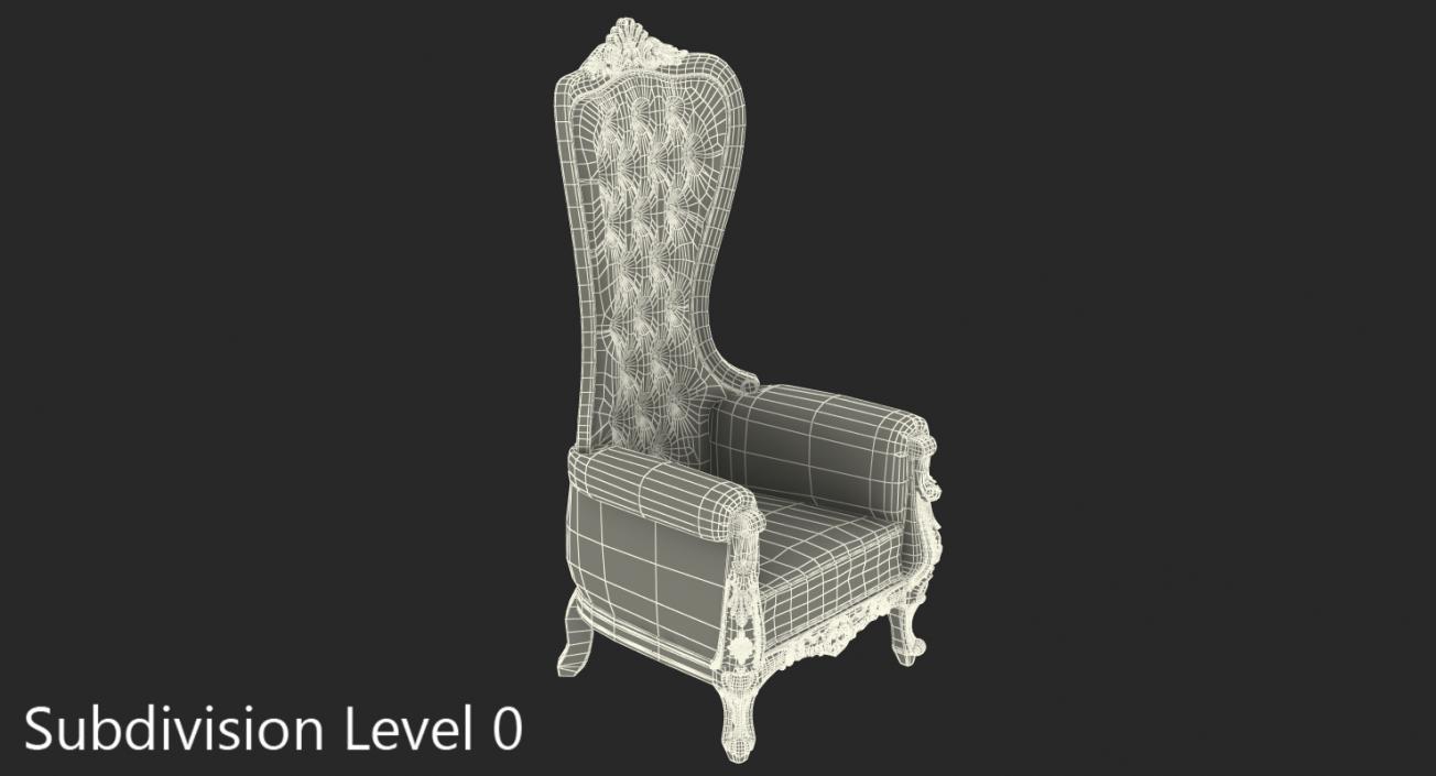 3D Tall Throne Chair Black model