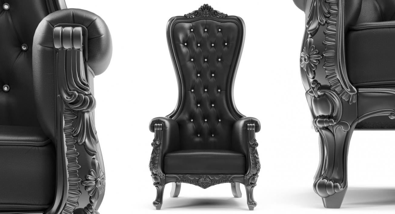3D Tall Throne Chair Black model
