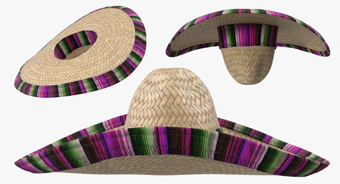 Mexican Straw Sombrero 3D