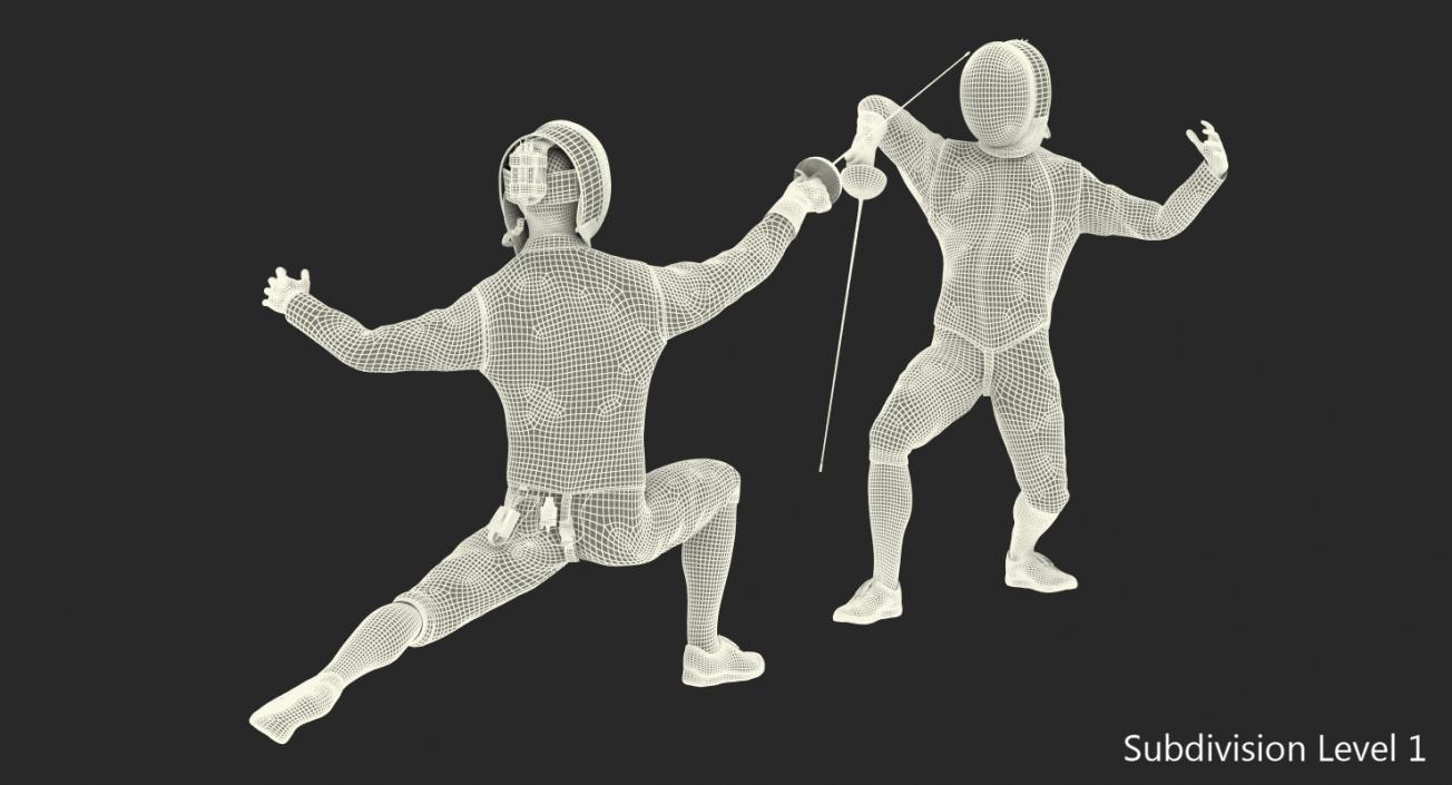 3D French Olympic Fencers Fight model