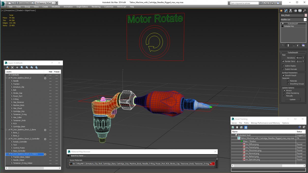 Tattoo Machine with Cartridge Needles Rigged 3D model