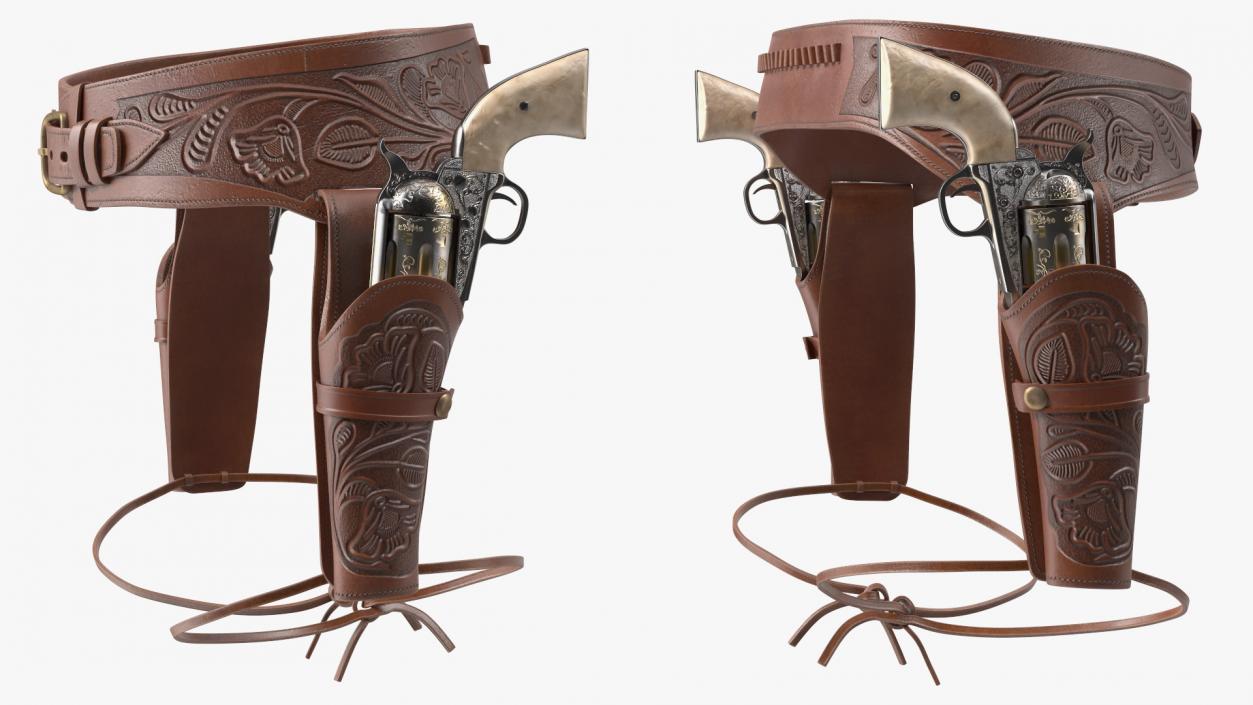 3D Leather Double Gun Belt with Guns model