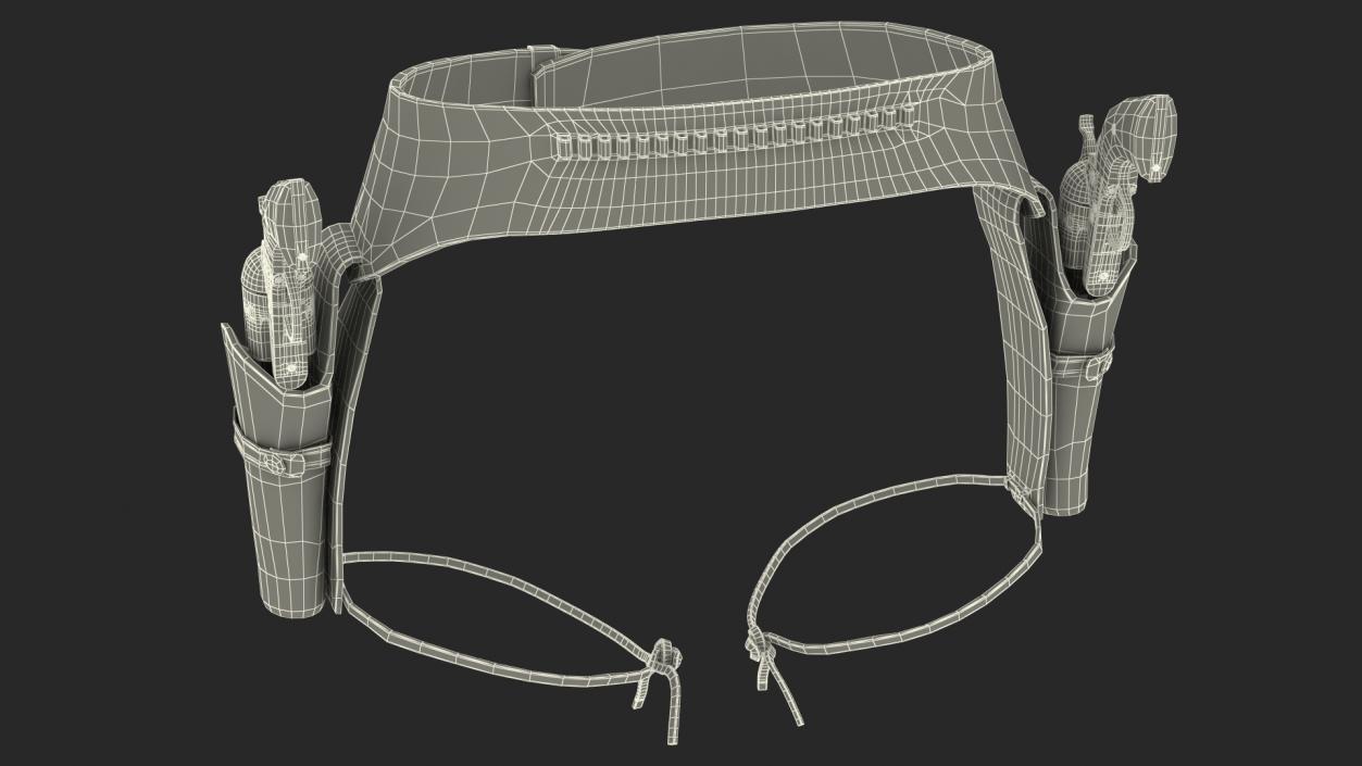 3D Leather Double Gun Belt with Guns model