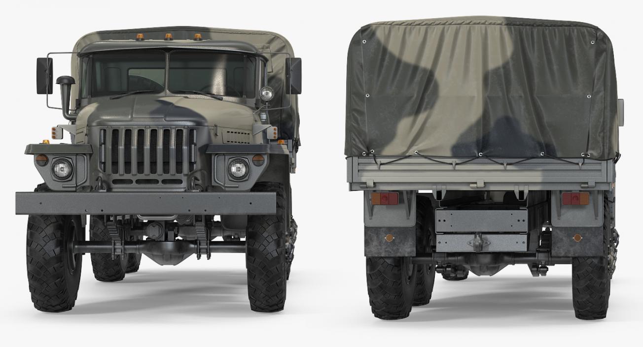 Military Truck URAL 4320 Russian Rigged 3D model