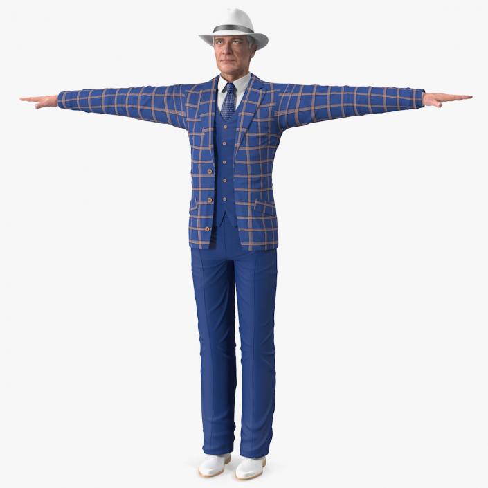 3D Elderly Man Leisure Suit T Pose