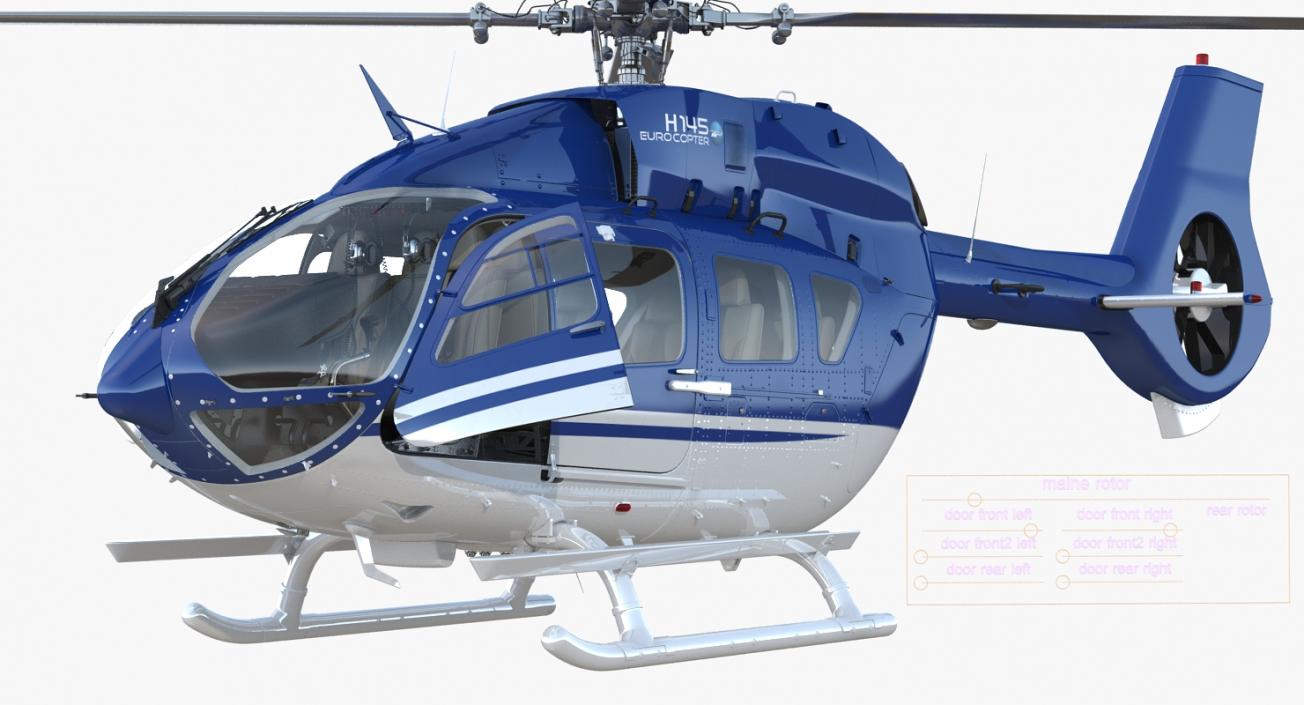 3D model Civil Helicopter Airbus H145 Rigged