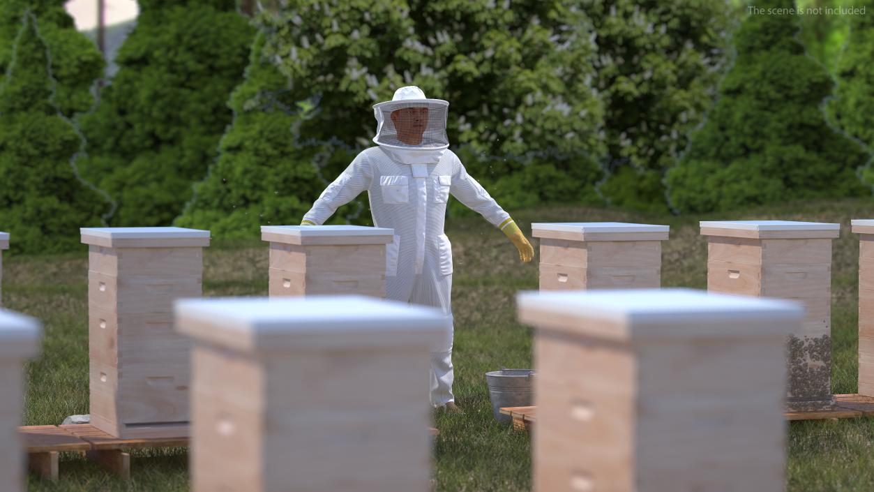 Man wearing Beekeeping Suit T Pose 3D model