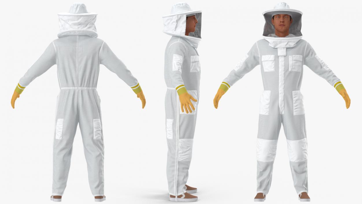 Man wearing Beekeeping Suit T Pose 3D model