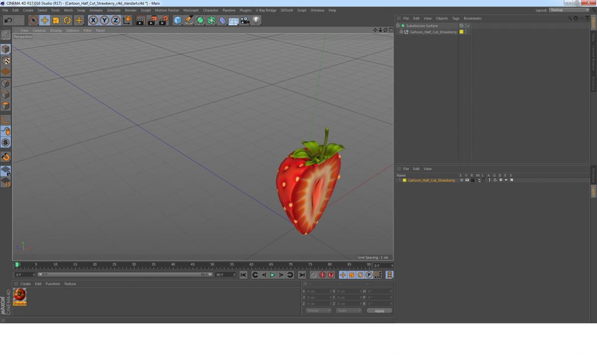 Cartoon Half Cut Strawberry 3D