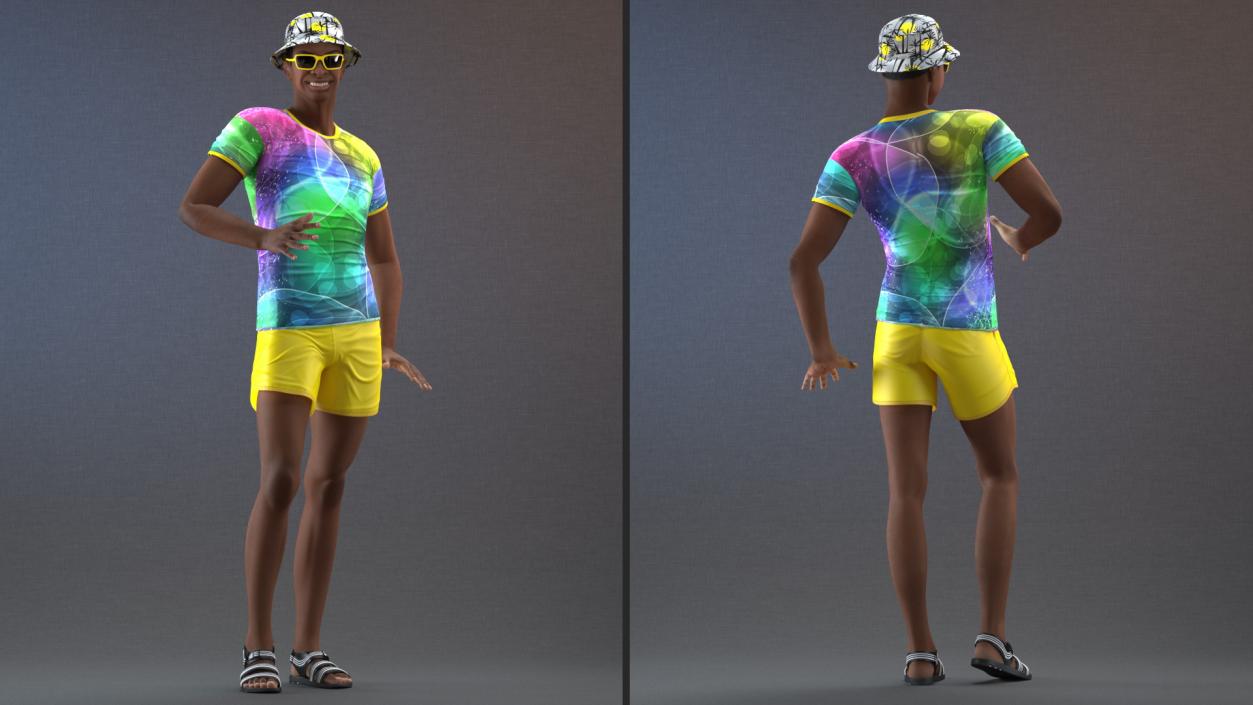 3D model Light Skin Teenager Beach Style Standing Pose
