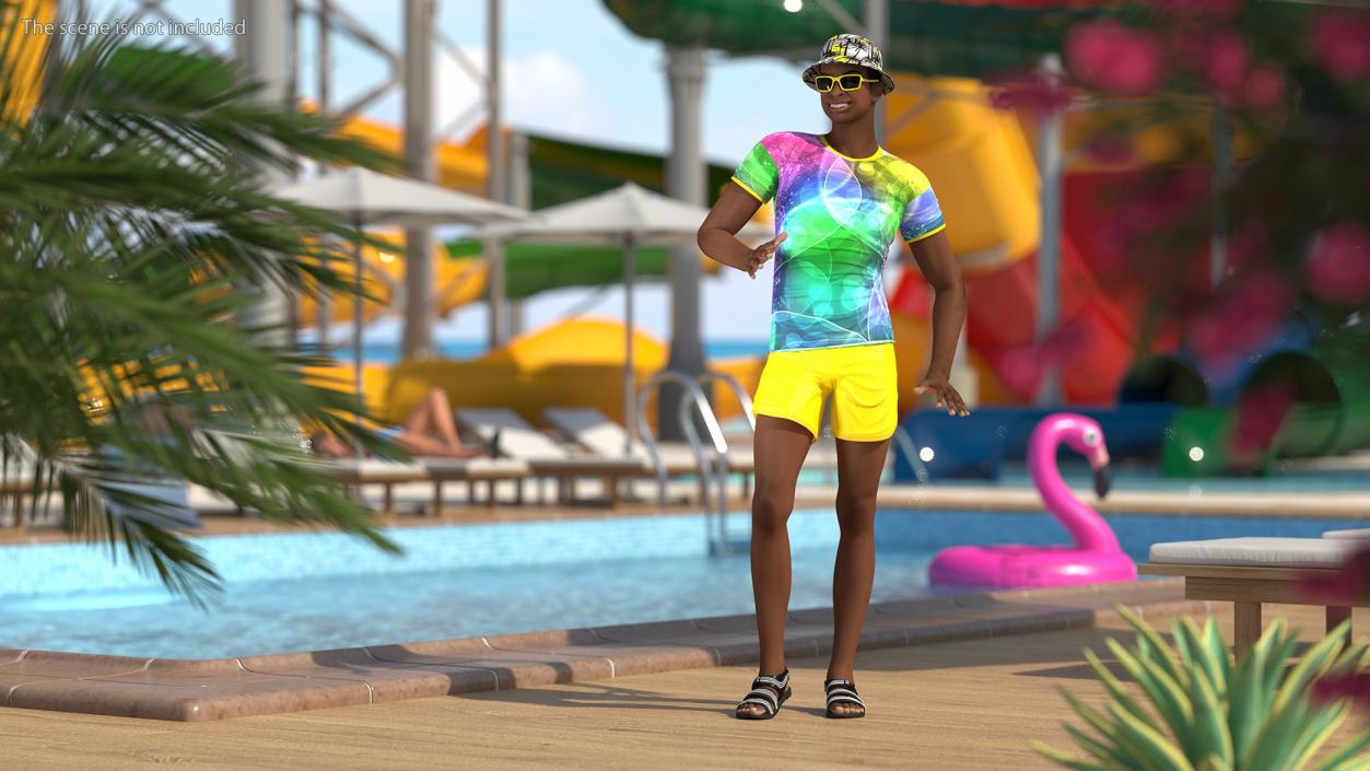 3D model Light Skin Teenager Beach Style Standing Pose