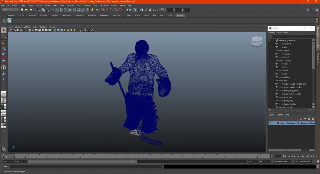 3D model Hockey Goalkeeper Fully Equipped Neutral Pose
