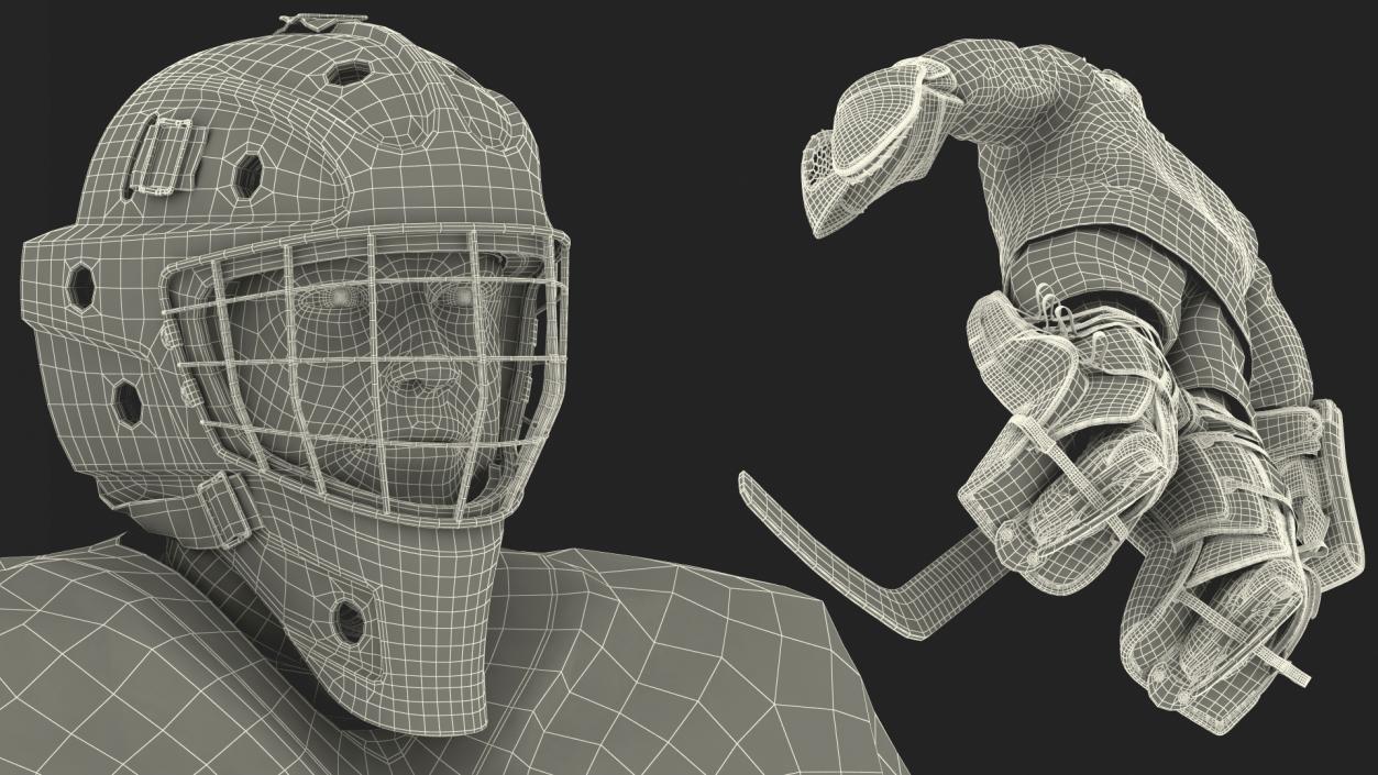3D model Hockey Goalkeeper Fully Equipped Neutral Pose