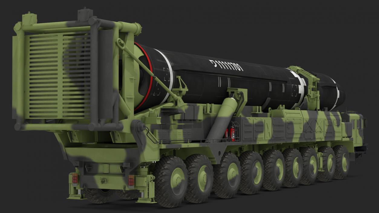 3D Hwasong-15 Transporter Erector Vehicle with Intercontinental Ballistic Missile Clean Rigged