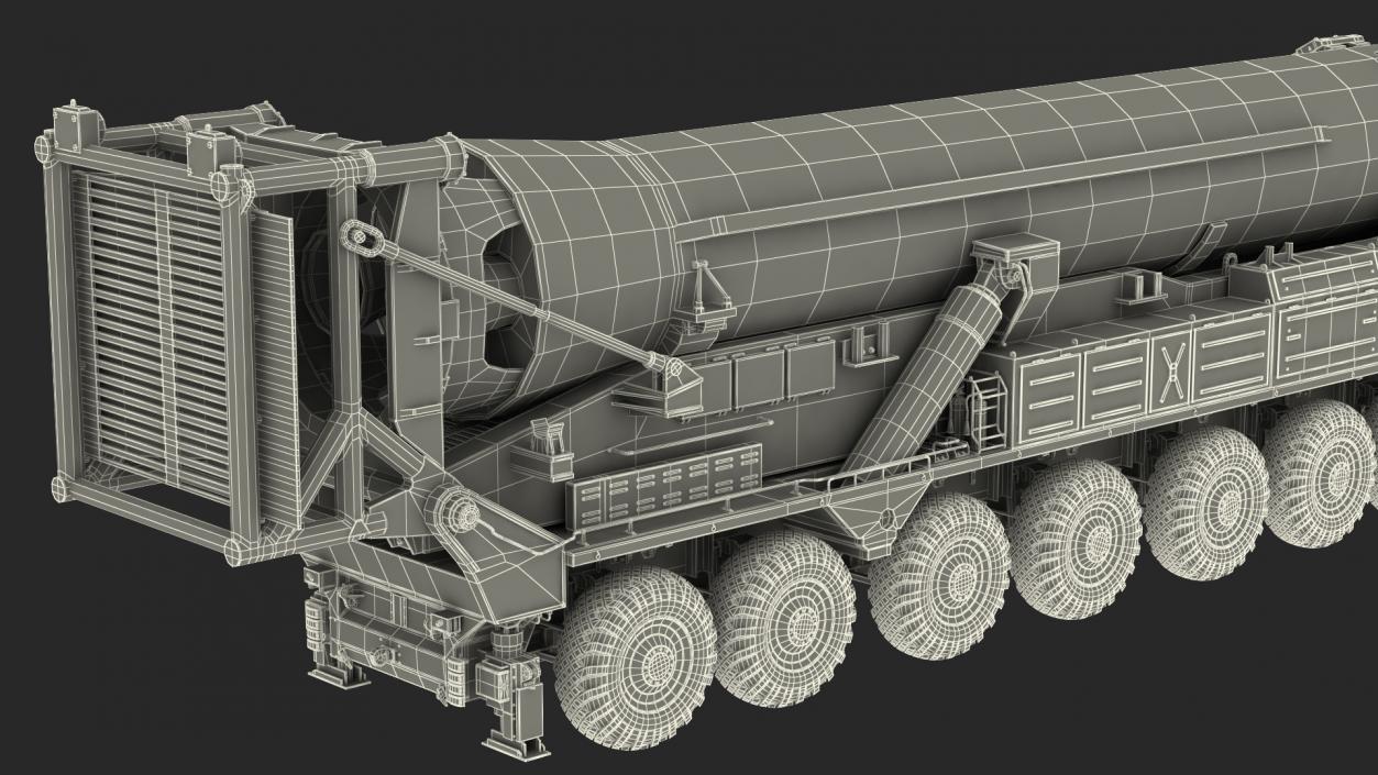 3D Hwasong-15 Transporter Erector Vehicle with Intercontinental Ballistic Missile Clean Rigged