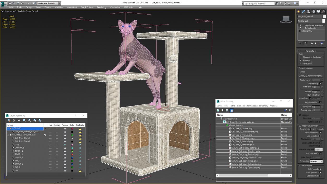 3D model Cat Tree 3-Level with Cat