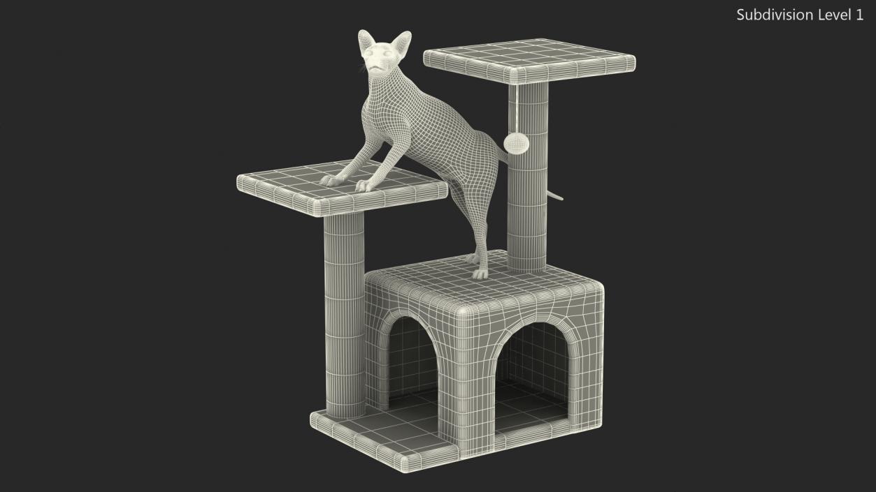 3D model Cat Tree 3-Level with Cat