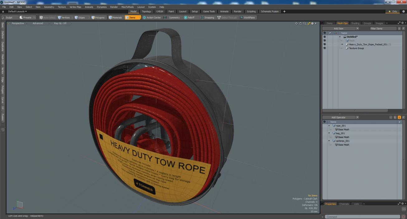 3D Heavy Duty Tow Rope Packed