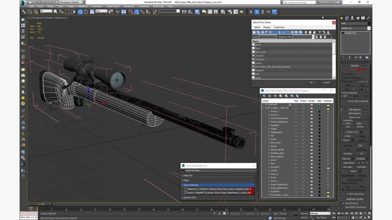 M24 Sniper Rifle AAA Game Weapon 3D