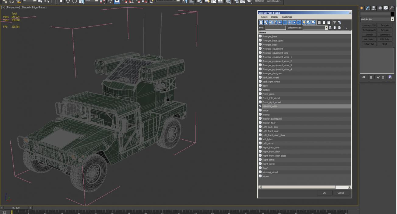 3D HMMWV M998 Equipped with Avenger Simple Interior model