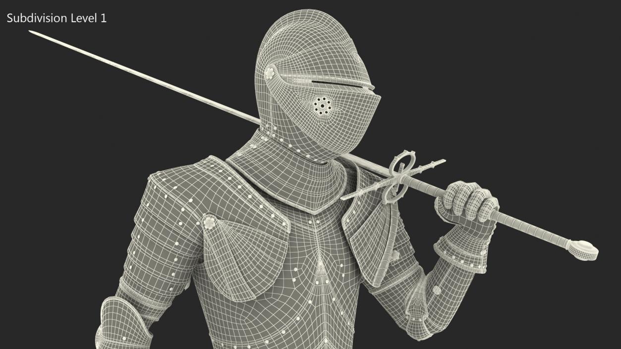 3D model Medieval Knight Plate Armor Walking Pose