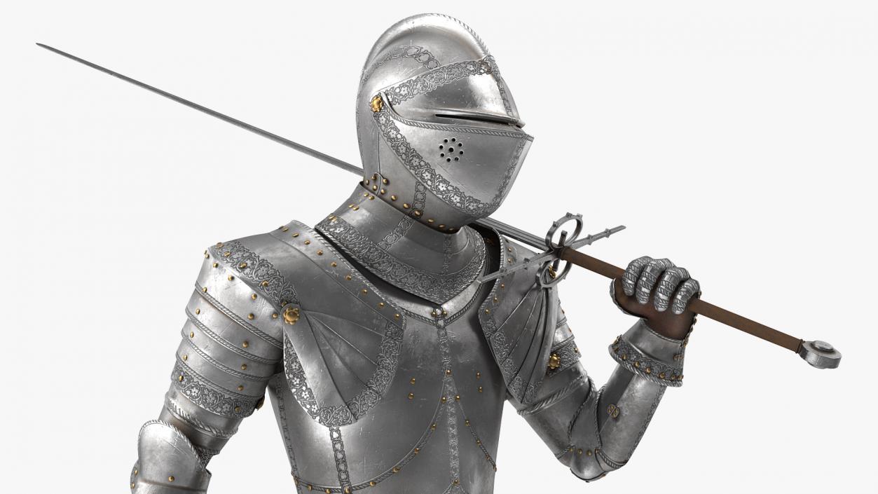 3D model Medieval Knight Plate Armor Walking Pose