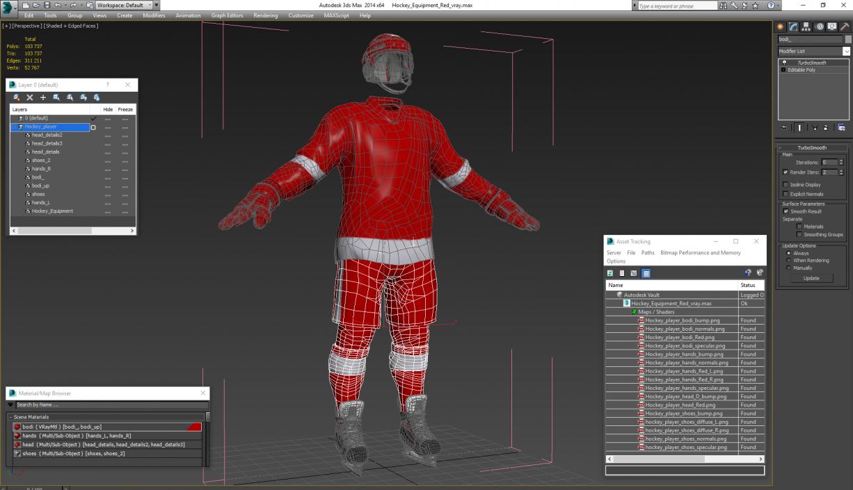 3D model Hockey Equipment Red