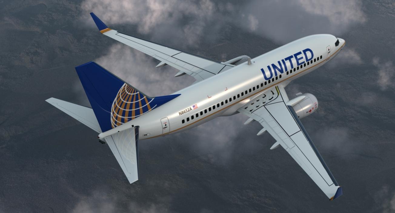 Boeing 737-700 with Interior United Airlines 3D model