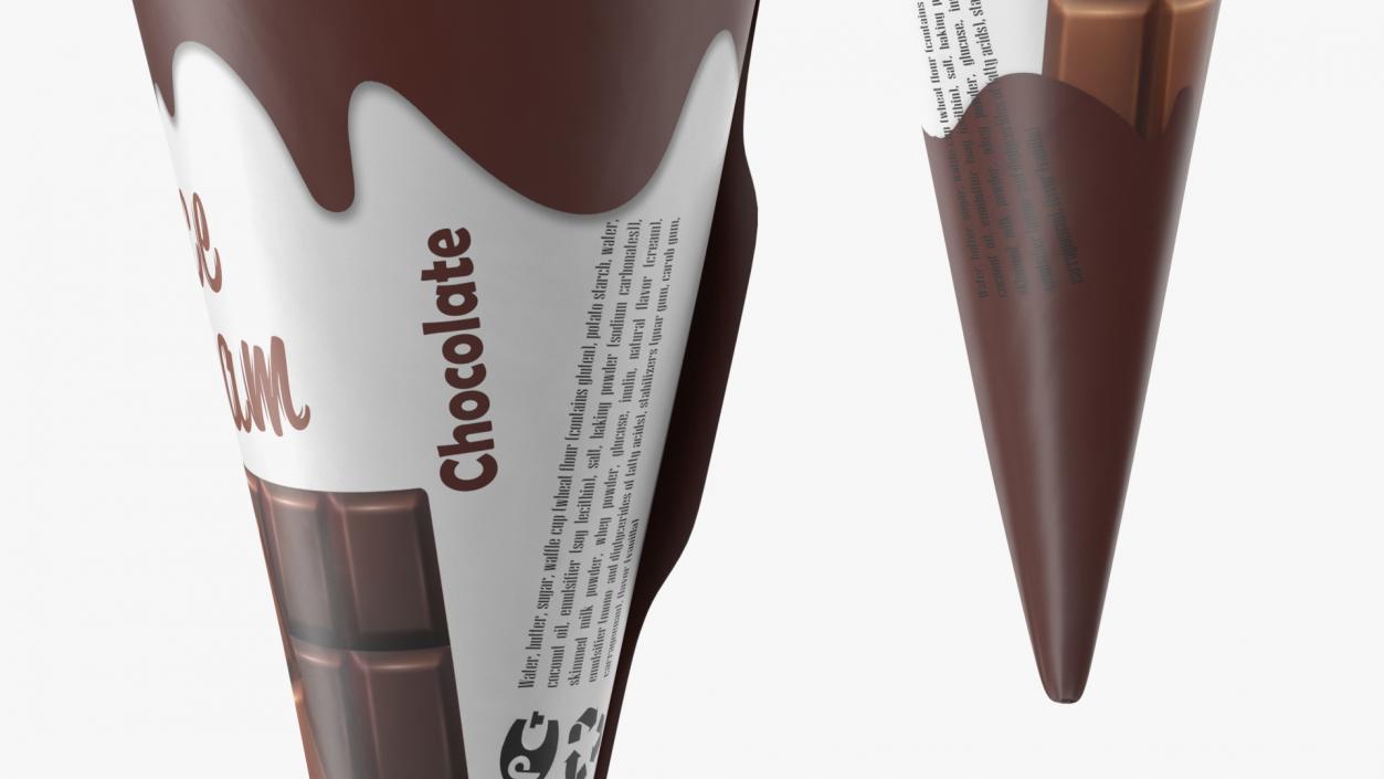 Cone Ice Cream Package Mockup Chocolate 3D model