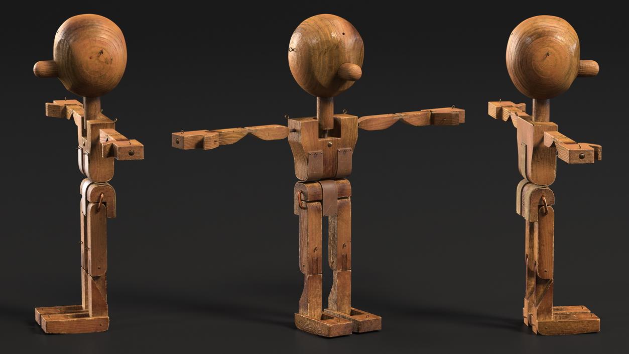 Dirty Wooden Character Rigged 3D model