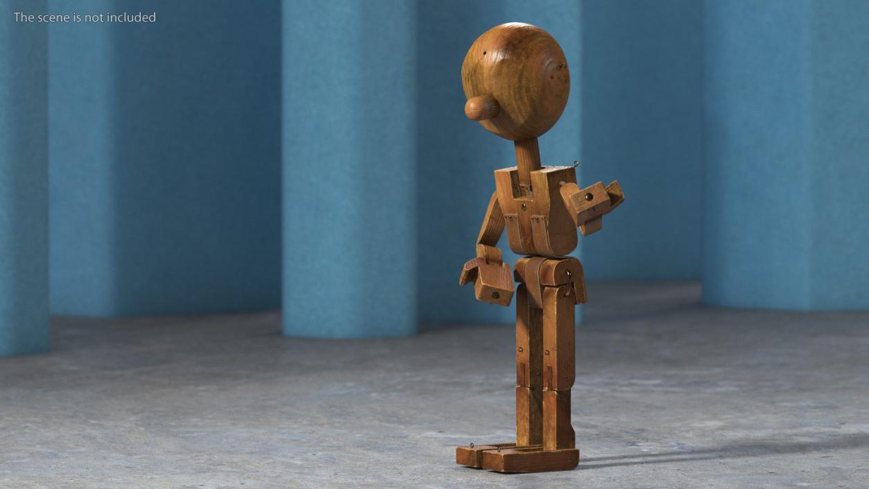 Dirty Wooden Character Rigged 3D model